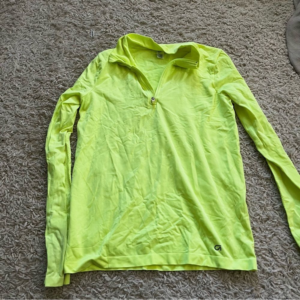 neon yellow gap fit athletic quarter zip size medium